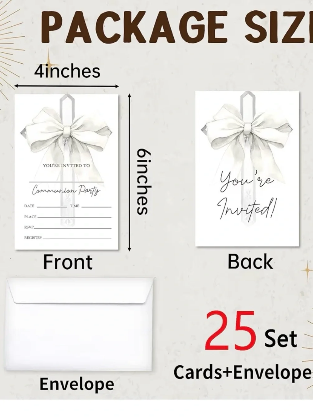 Elegant White Communion Party Invitation Cards